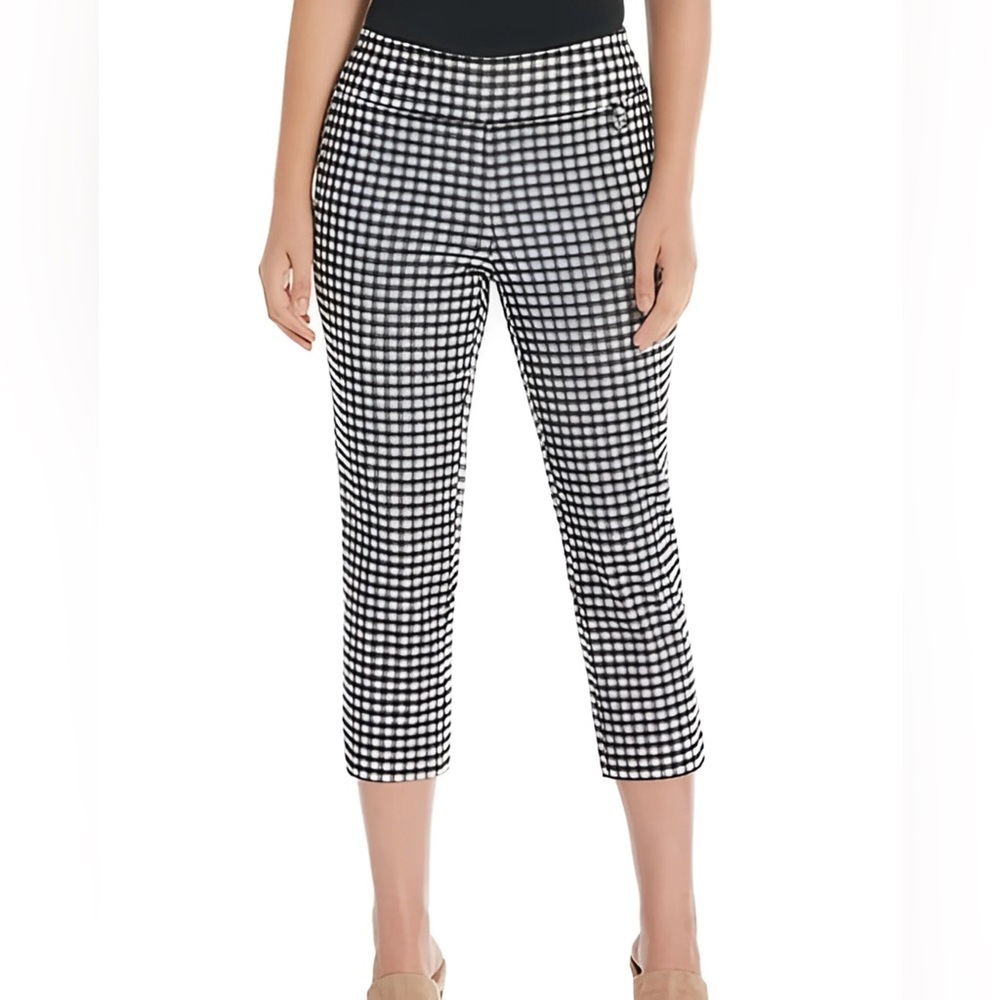Rafaella Women's Black and White Checkered Pants 10
